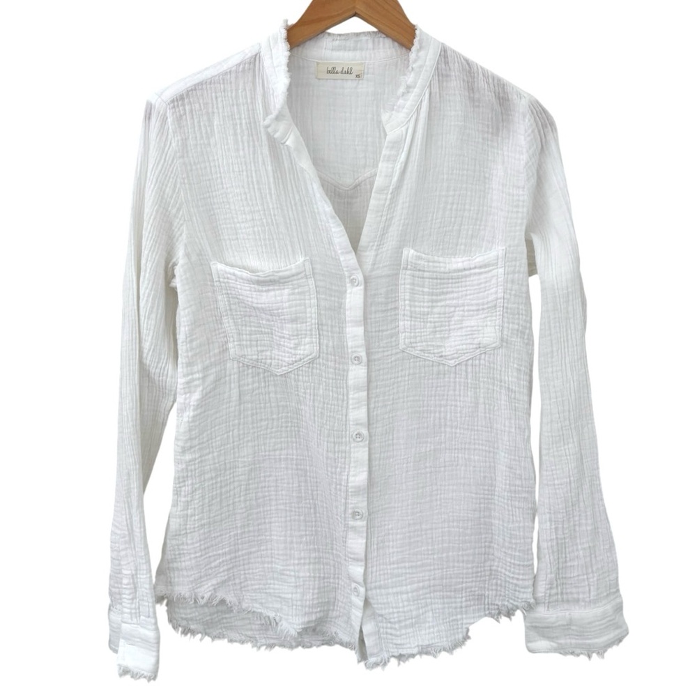BELLA DAHL White Gauze Button-down Patch Pocket Shirt, size xsmall